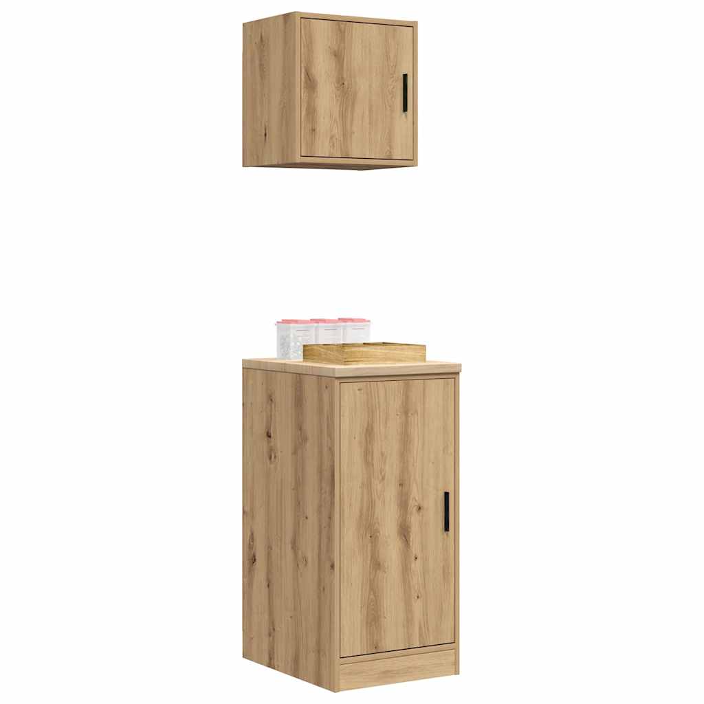 Garagenschränke 2 Stk. Schwarz Holzwerkstoff