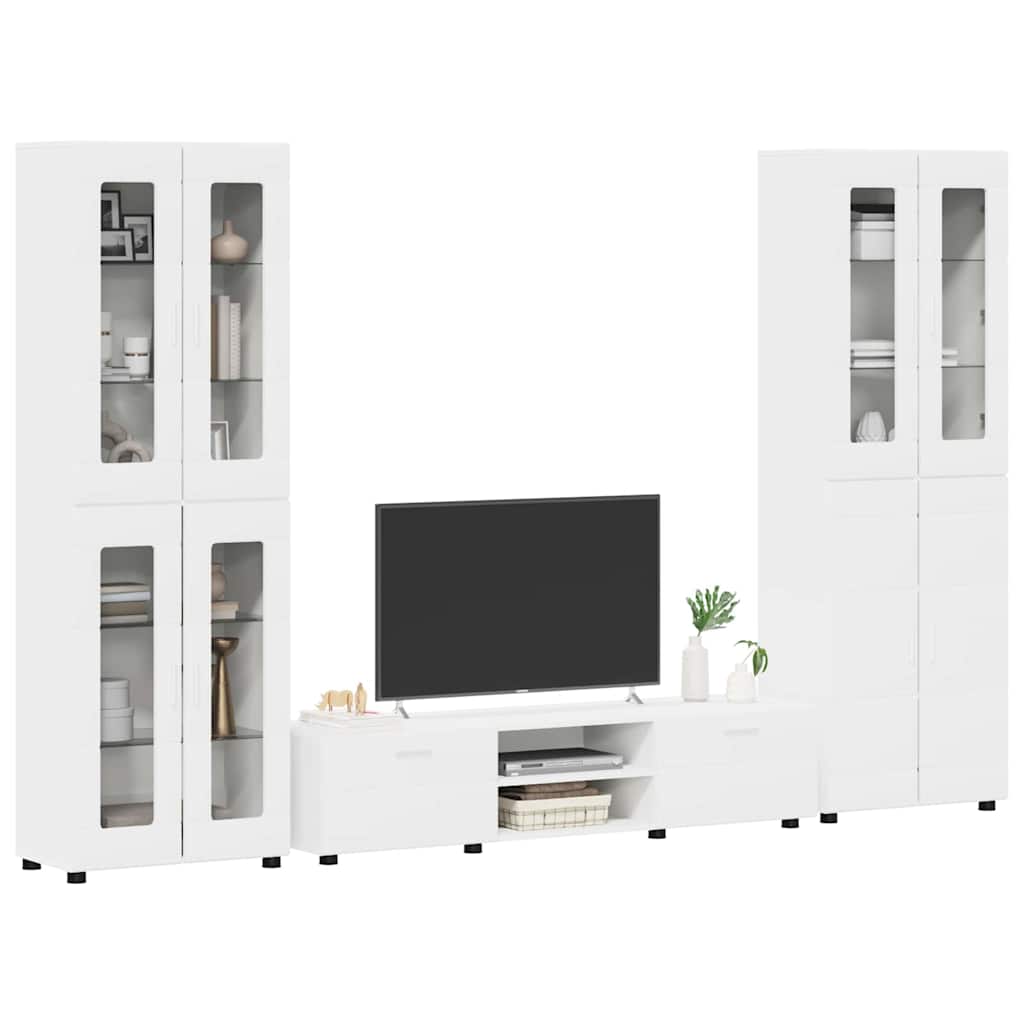 Highboard mit Regal FLORIN Weiß 60 x 35 x 182 cm Holzwerkstoff