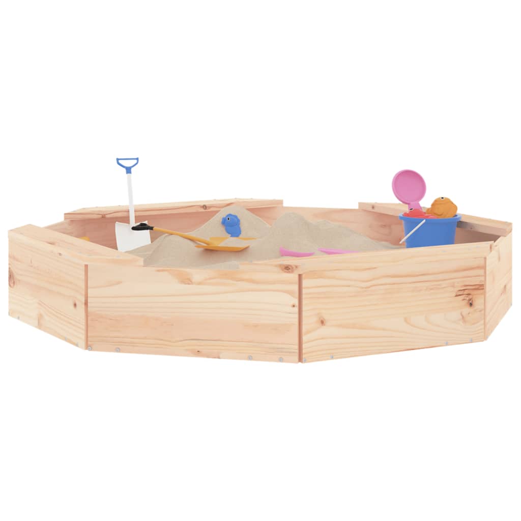 Sandkasten mit Sitzen Grau Achteck Massivholz Kiefer