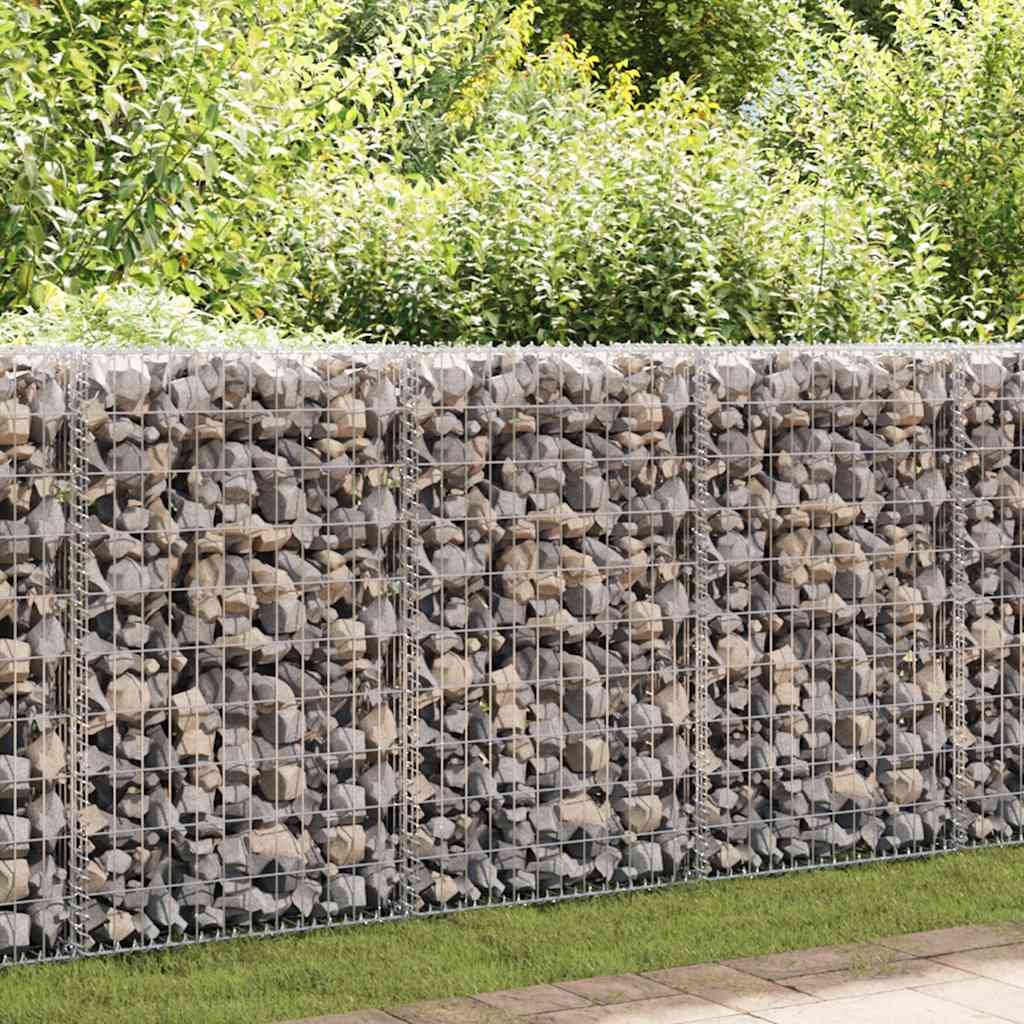Gabionenwand mit Abdeckung Verzinkter Stahl 20×20×100 cm