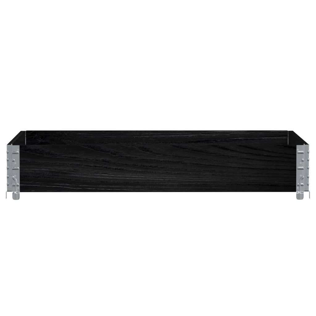 Paletten-Aufsatzrahmen Schwarz 80x60 cm Massivholz Kiefer