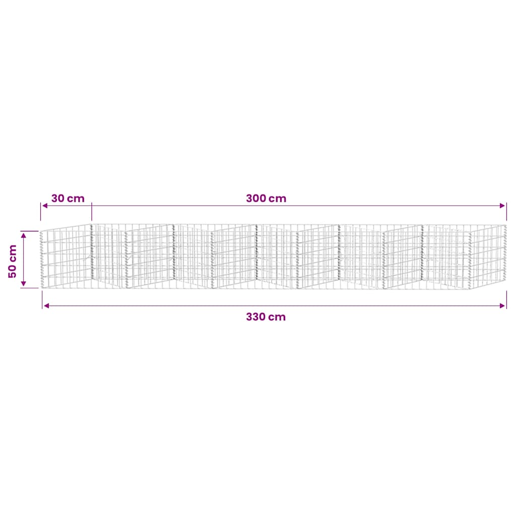 Gabionenkorb Pflanzkasten Gemüse-Hochbeet Stahl 300×30×100 cm