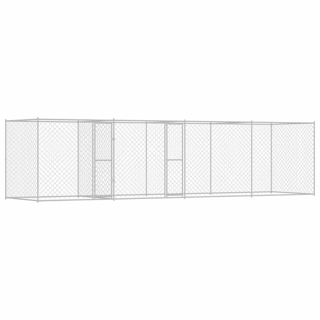 Hundezwinger mit Tür Grau 2x2x1,5 m Verzinkter Stahl