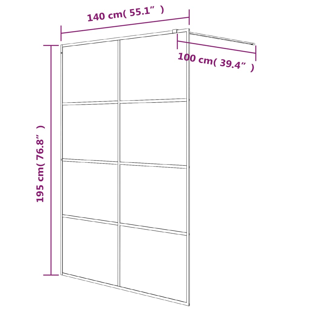 Duschwand für Begehbare Dusche mit Klarem ESG Glas 80x195 cm