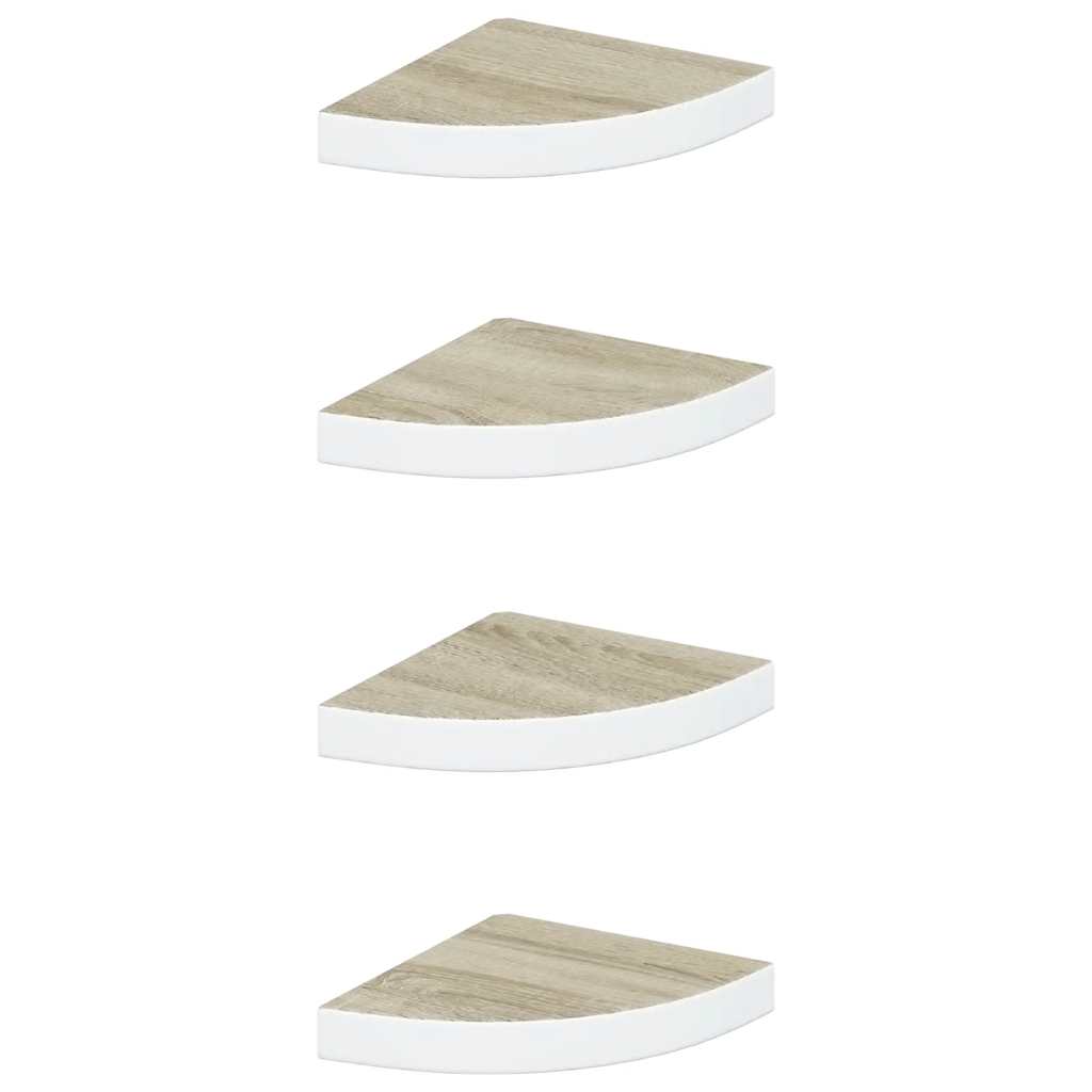 Schwebende Eckregale 2 Stk. Hochglanz-Weiß 25x25x3,8 cm MDF