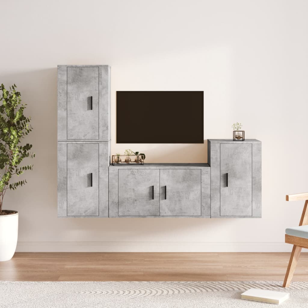 4-tlg. TV-Schrank-Set Hochglanz-Weiß Holzwerkstoff