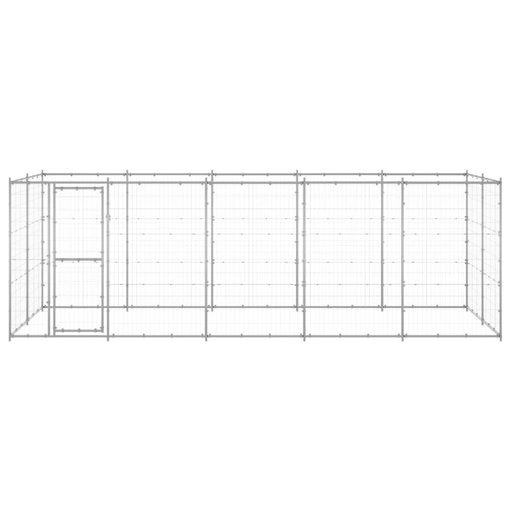 Outdoor-Hundezwinger mit Überdachung Stahl 7,26 m²