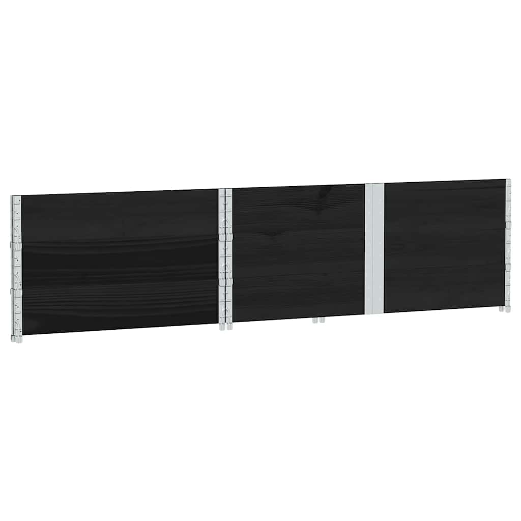 Paletten-Aufsatzrahmen Schwarz 80x60 cm Massivholz Kiefer