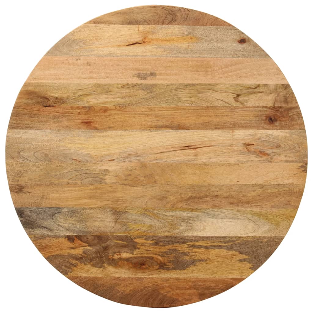 Tischplatte Ø 40x2,5 cm Rund Raues Massives Mangoholz