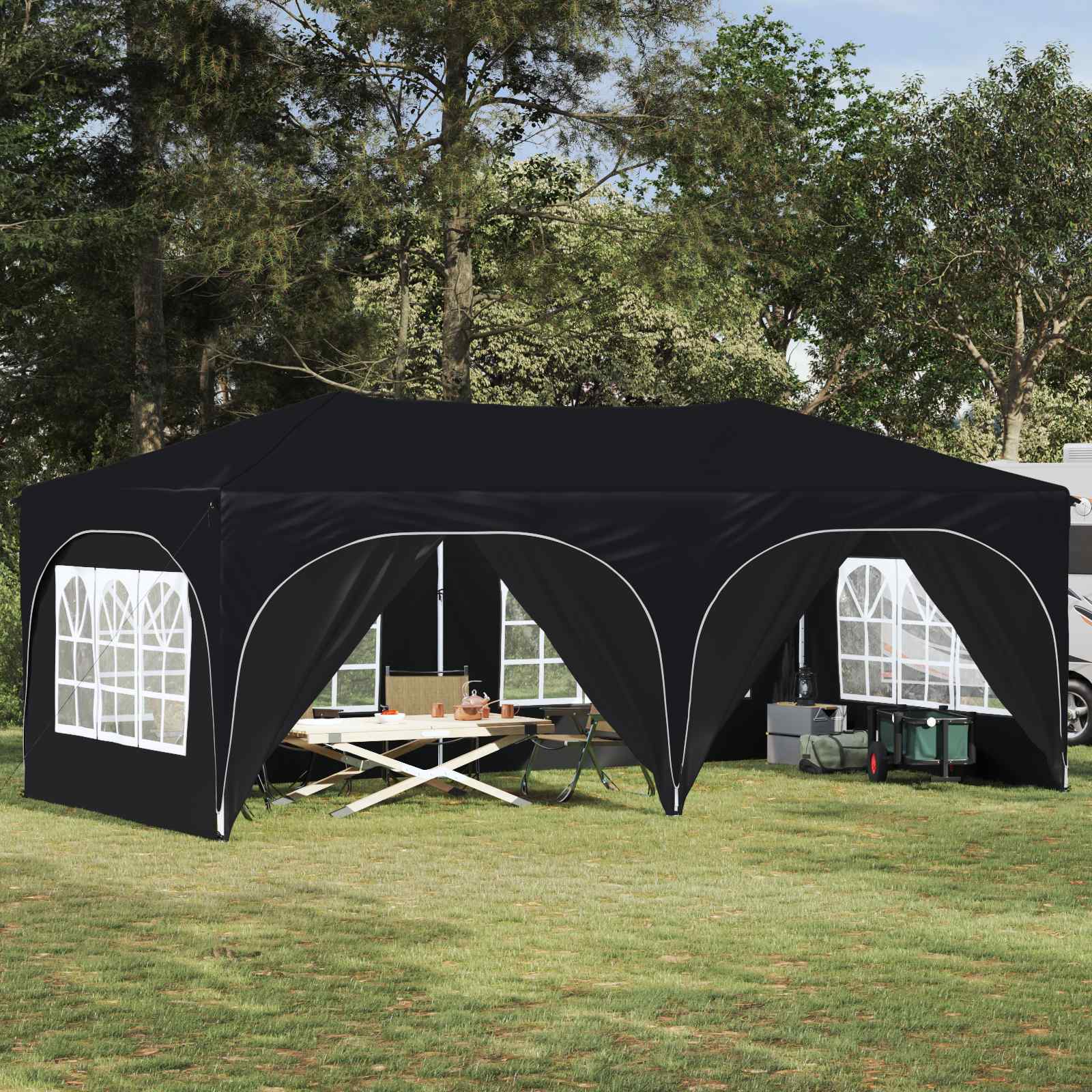 Pop-up Partyzelt 575 x 288 x 245 cm Creme Oxford-Stoff