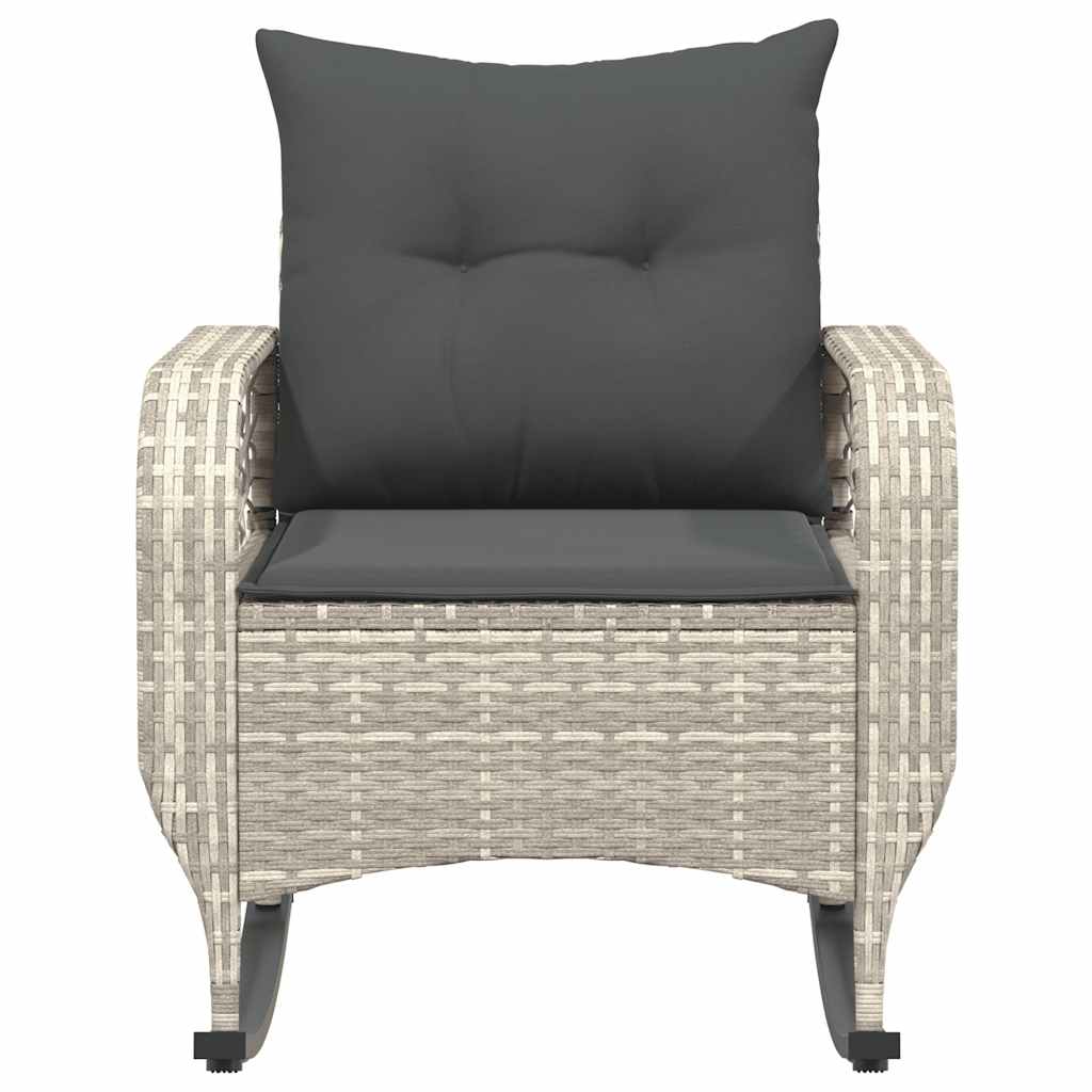 Garten-Schaukelstuhl mit Kissen Schwarz Poly Rattan