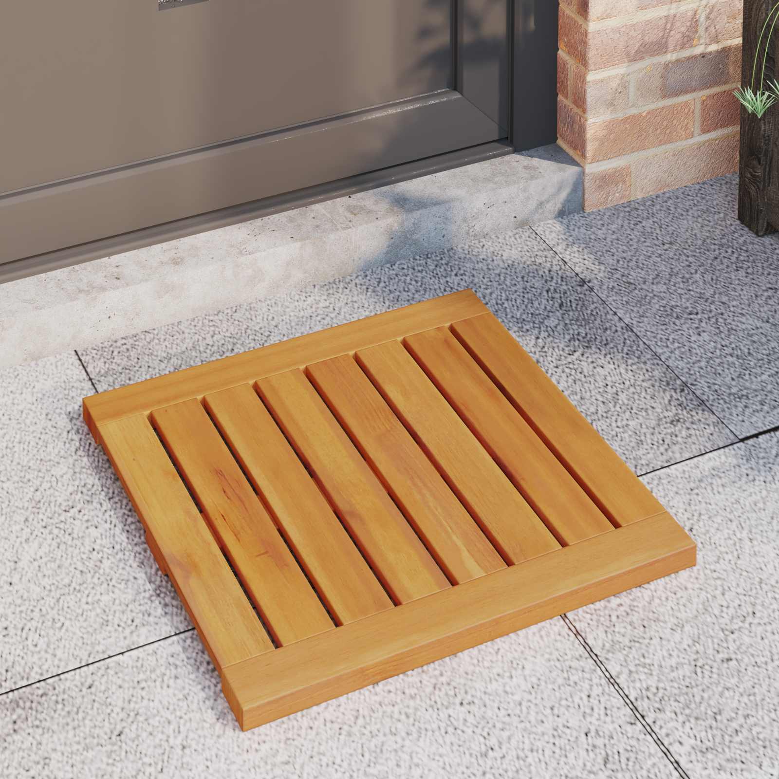 Badematte Uni Braun 60 x 40 cm Massives Akazienholz