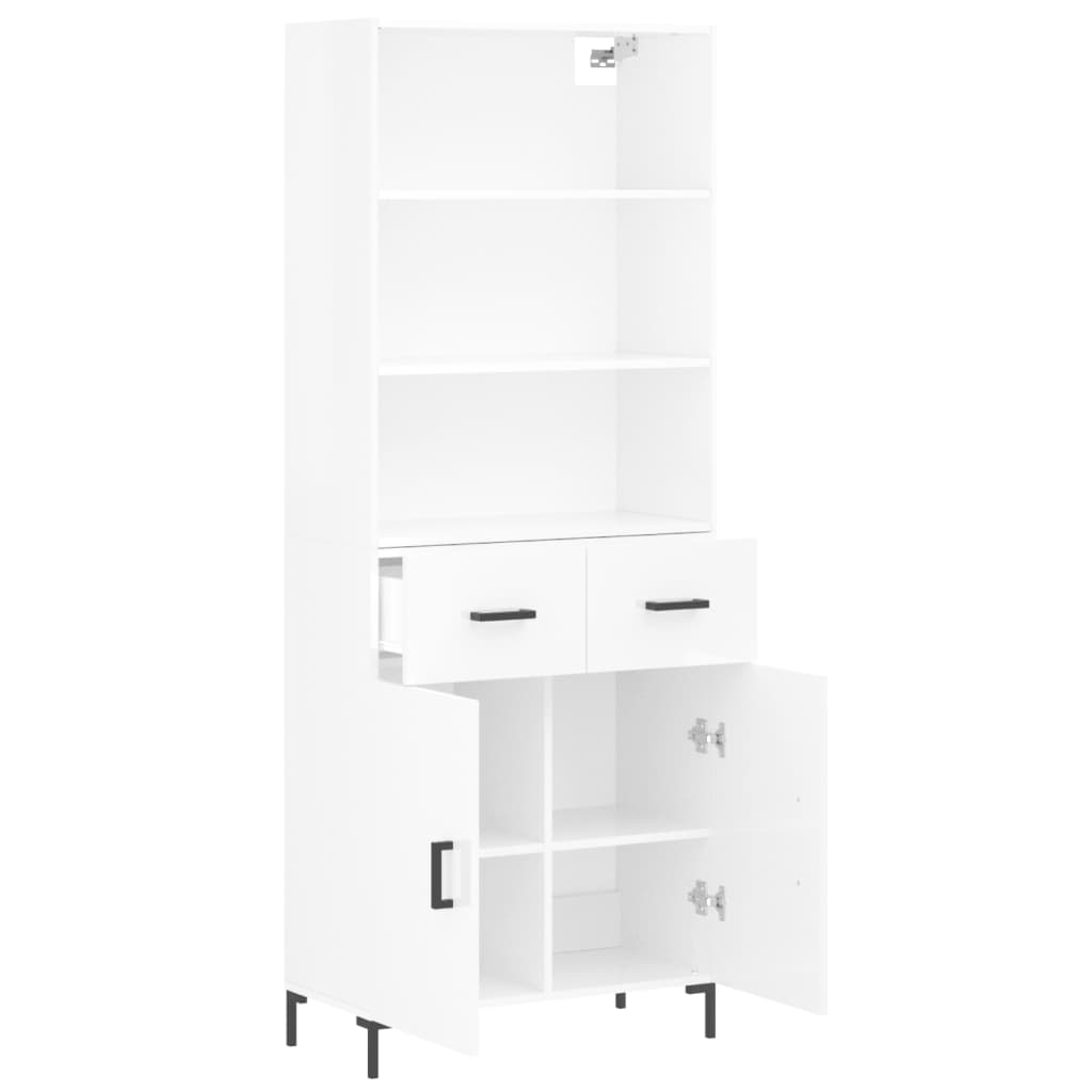 Highboard Hochglanz-Weiß 69,5x34x180 cm Holzwerkstoff