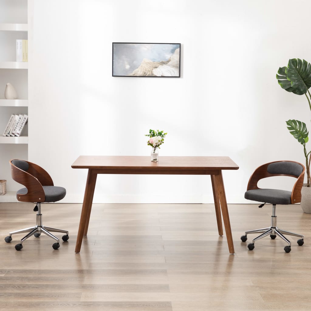 Drehbarer Bürostuhl Taupe Bugholz und Stoff