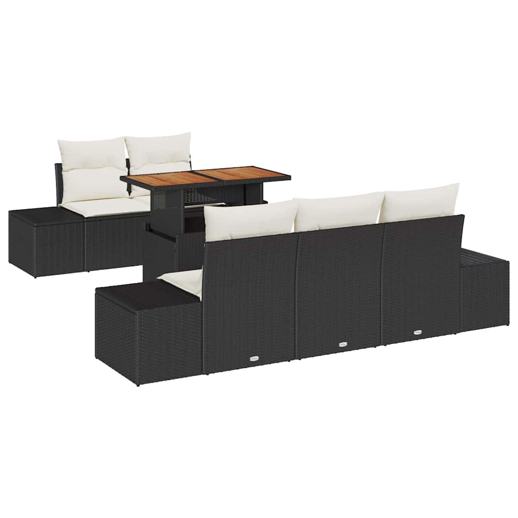 Garten Essgruppe mit Kissen 6 pcs Schwarz und Creme