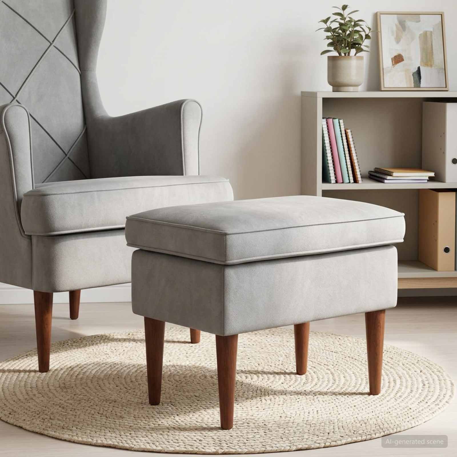 Hocker Hellgrau 55 x 35 x 41 cm Samt