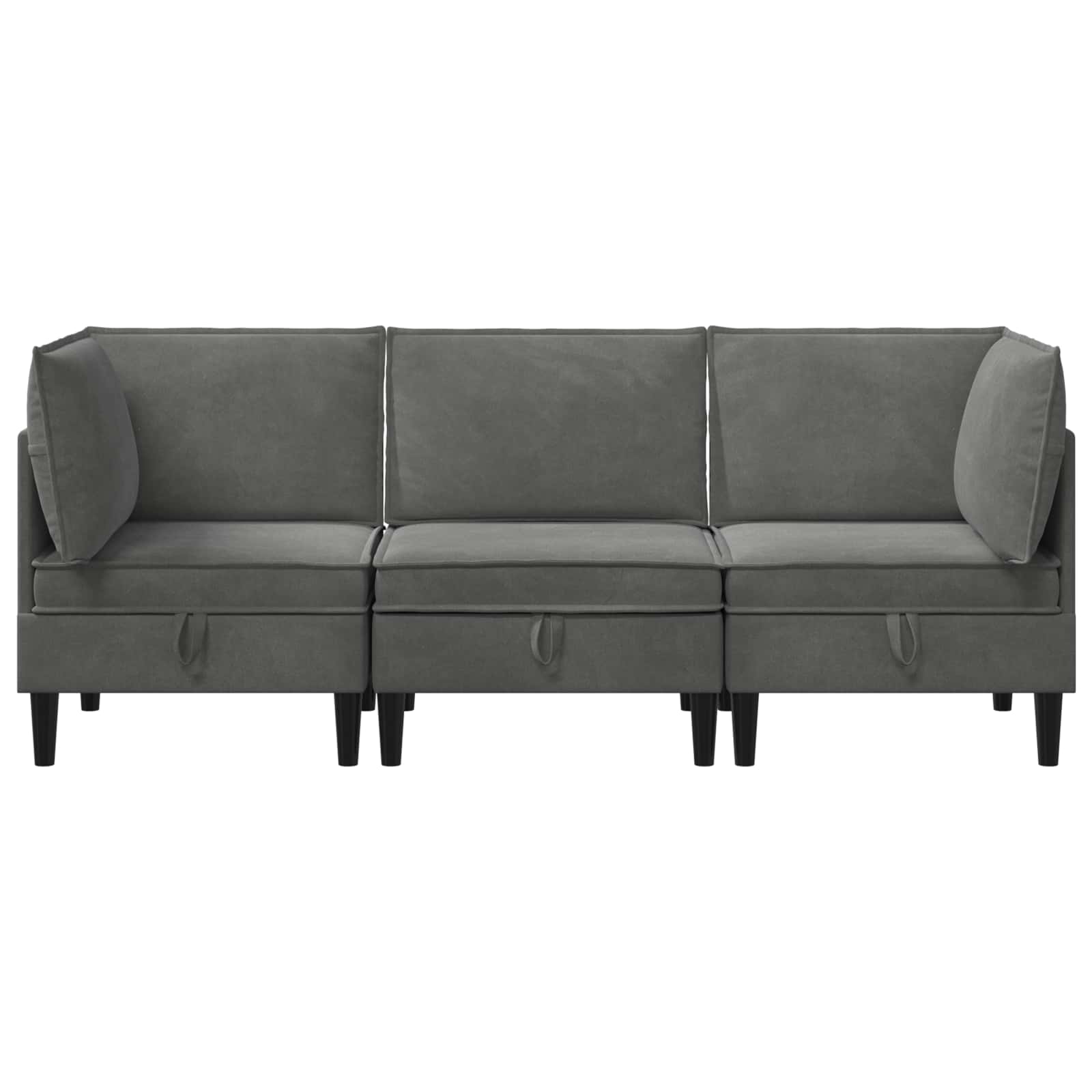 Wohnzimmergarnitur mit Kissen mit Speicher 3 pcs Hellgrau Samt