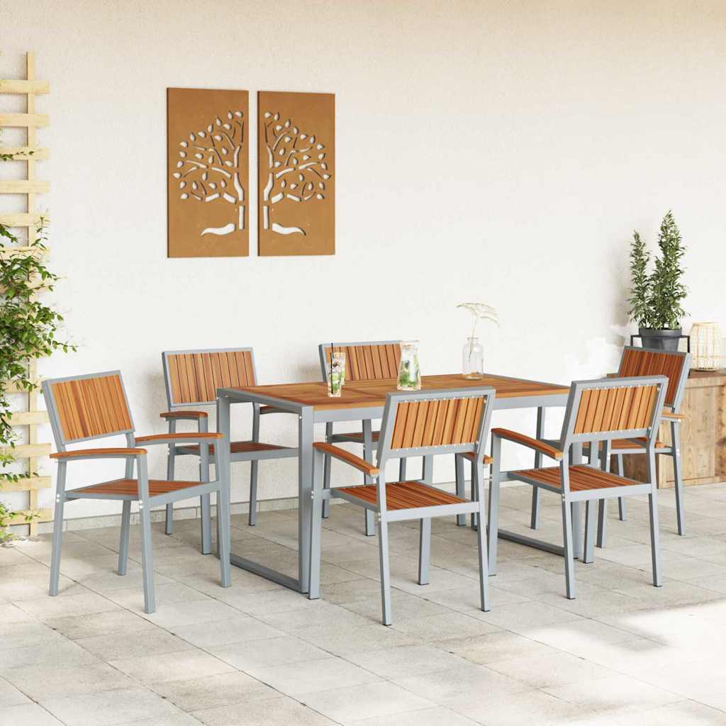 Garten Essgruppe 5 pcs Grau Massivholz Akazie
