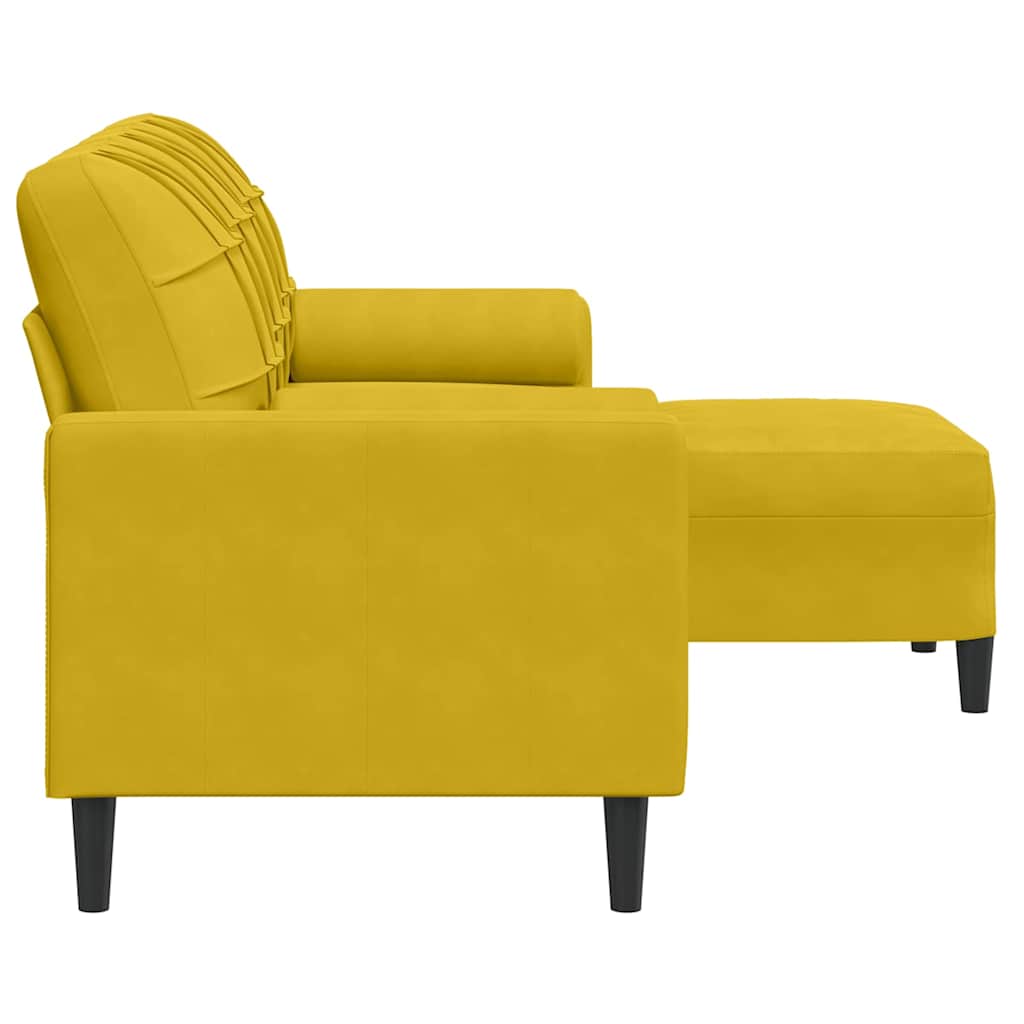 3-Sitzer-Sofa mit Hocker Hellgrau 180 cm Samt