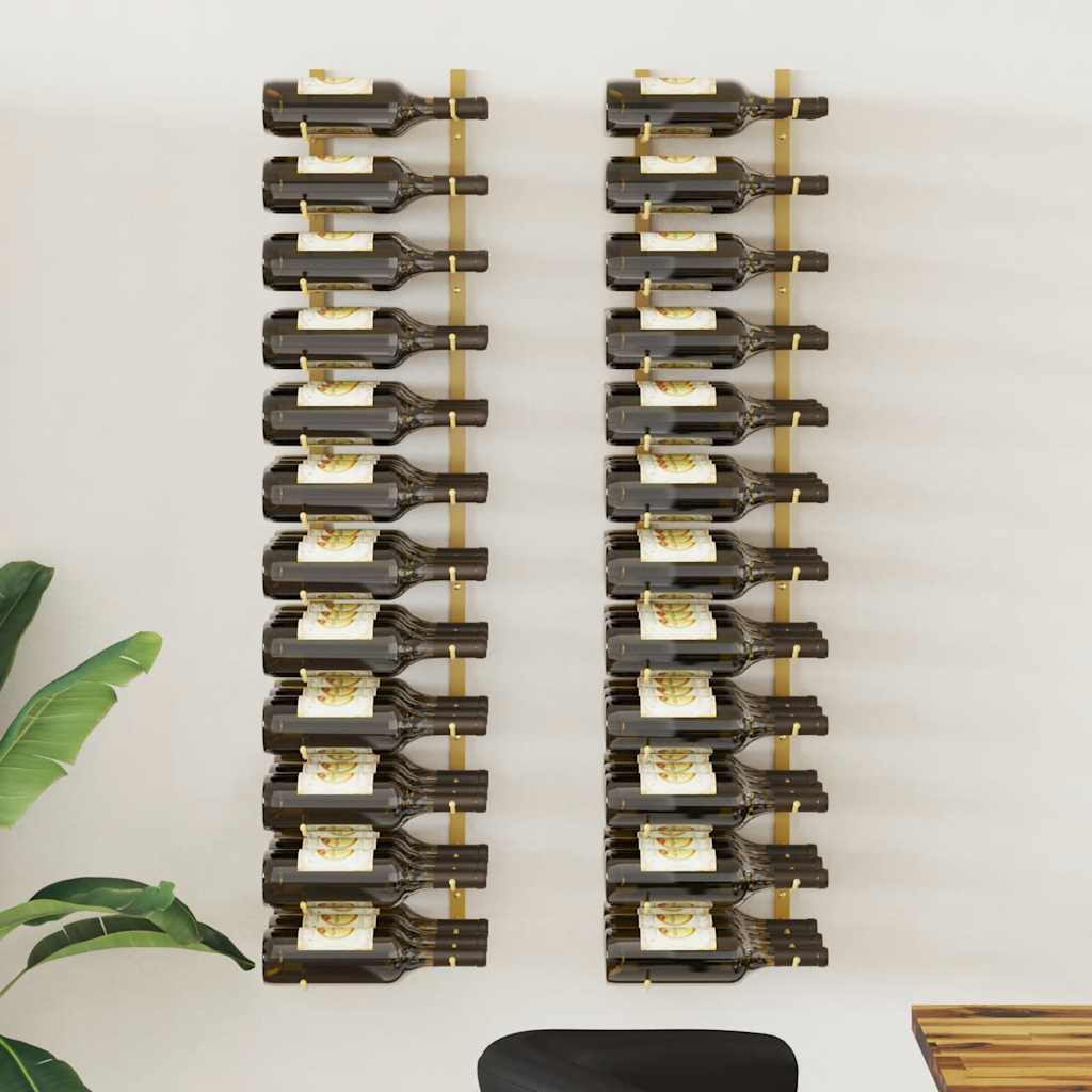 Wand-Weinregal für 24 Flaschen Schwarz Eisen