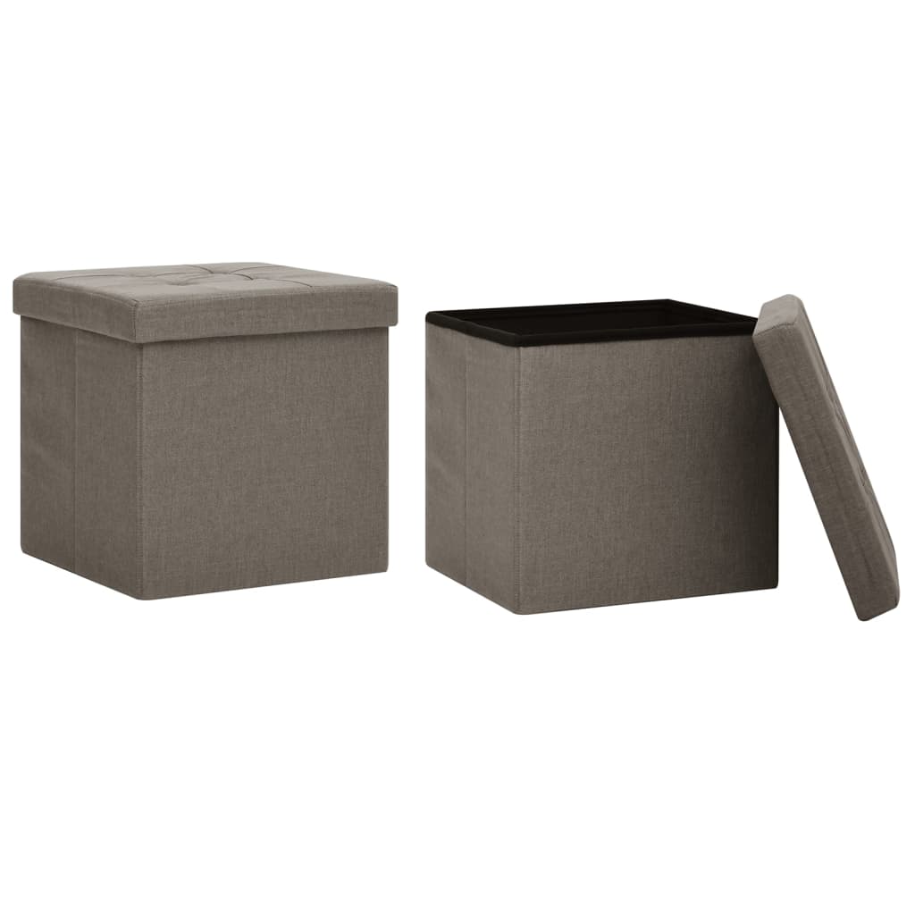 Hocker mit Stauraum Cremeweiß Leinenoptik