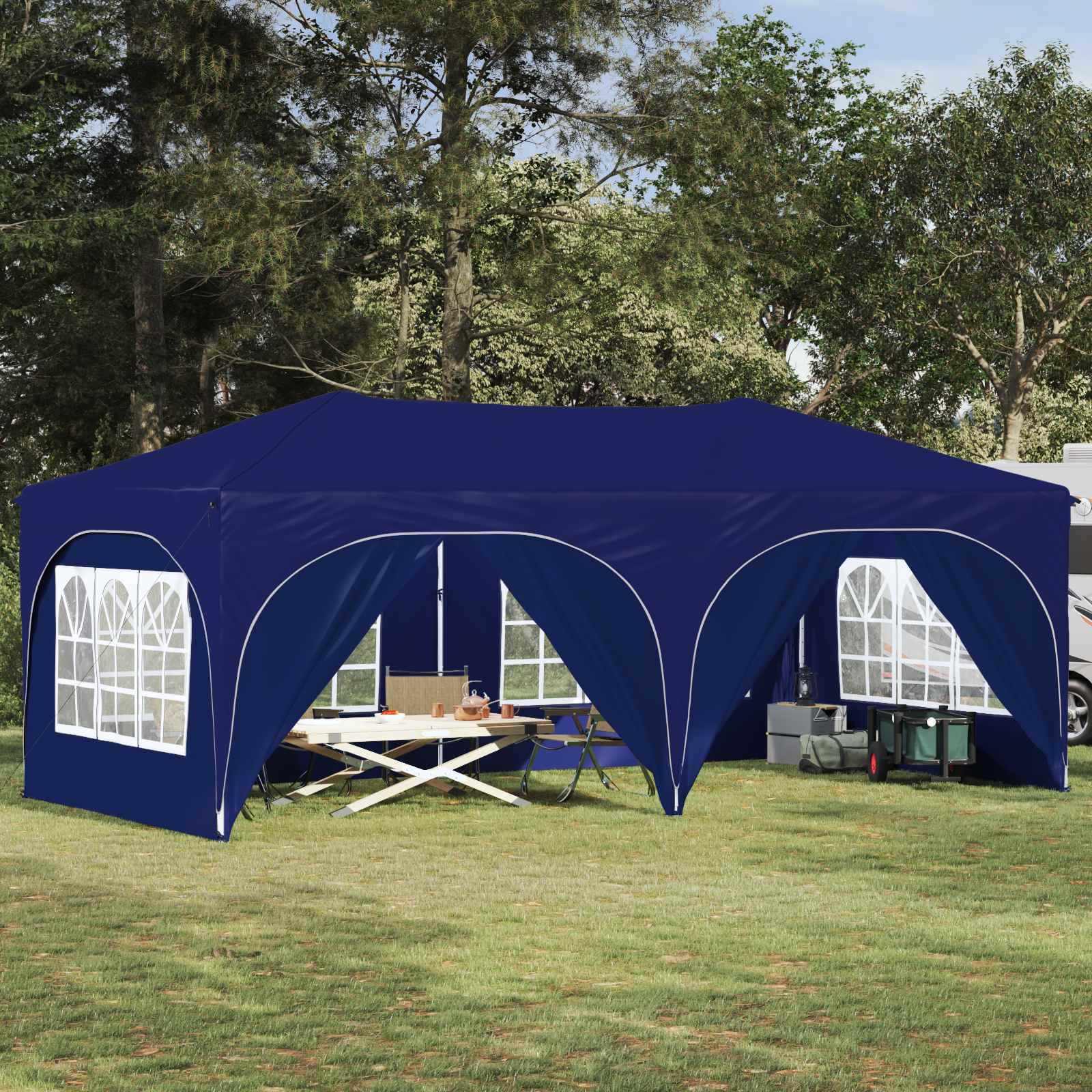 Pop-up Partyzelt 575 x 288 x 245 cm Creme Oxford-Stoff