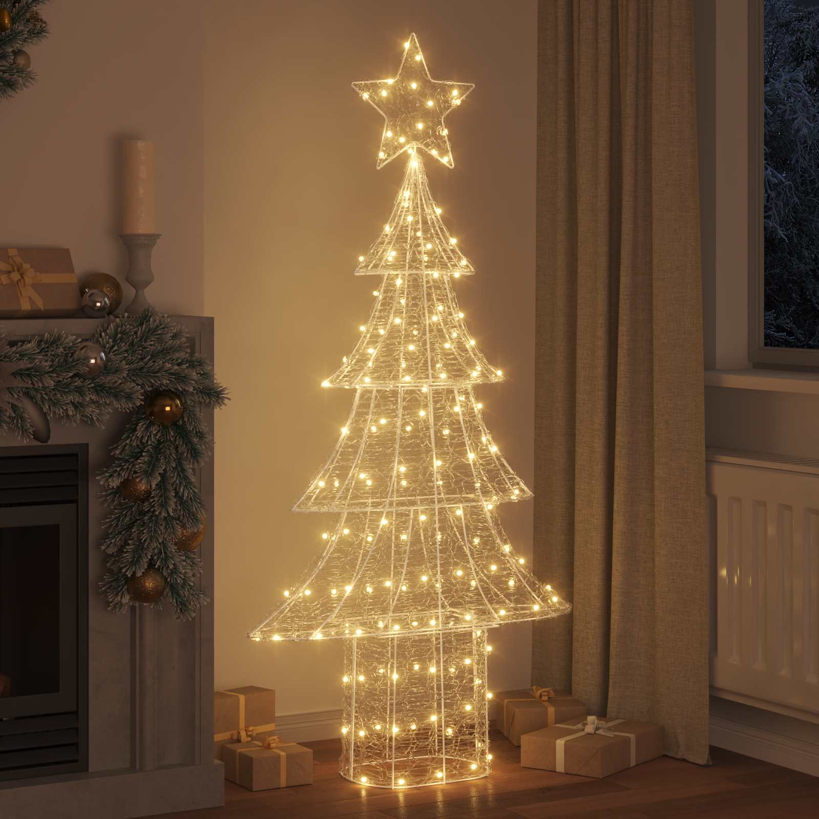 Weihnachtsbaum mit 100 LEDs Warmweiß 120 cm Acryl
