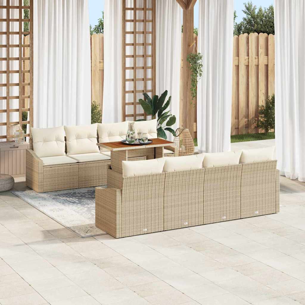 Garten Essgruppe mit Kissen 9 pcs Schwarz und Creme