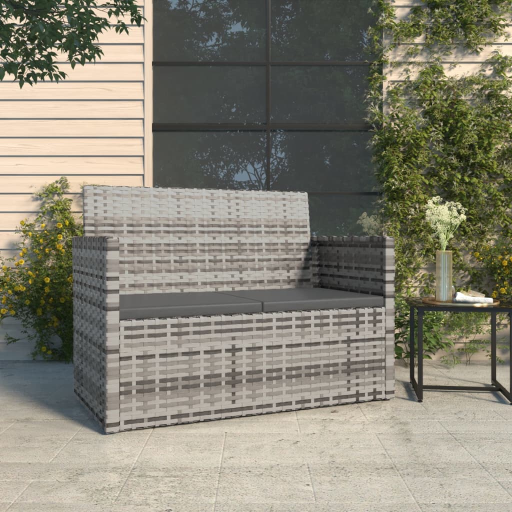 Gartenbank mit Kissen Schwarz 105 cm Poly Rattan