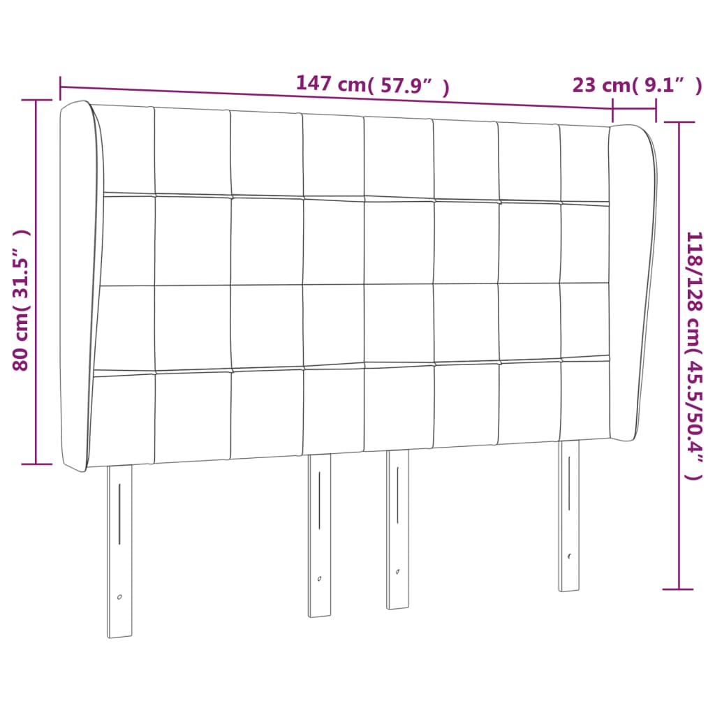 Kopfteil mit Ohren Dunkelblau 93x23x78/88 cm Samt