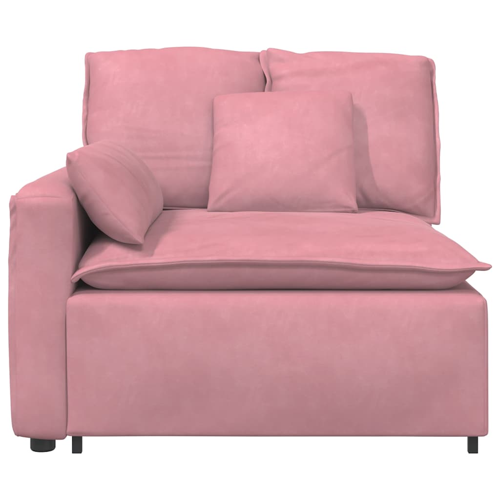 Modulares Sofa Endmodul mit Armlehne Kissen Blau 100 cm