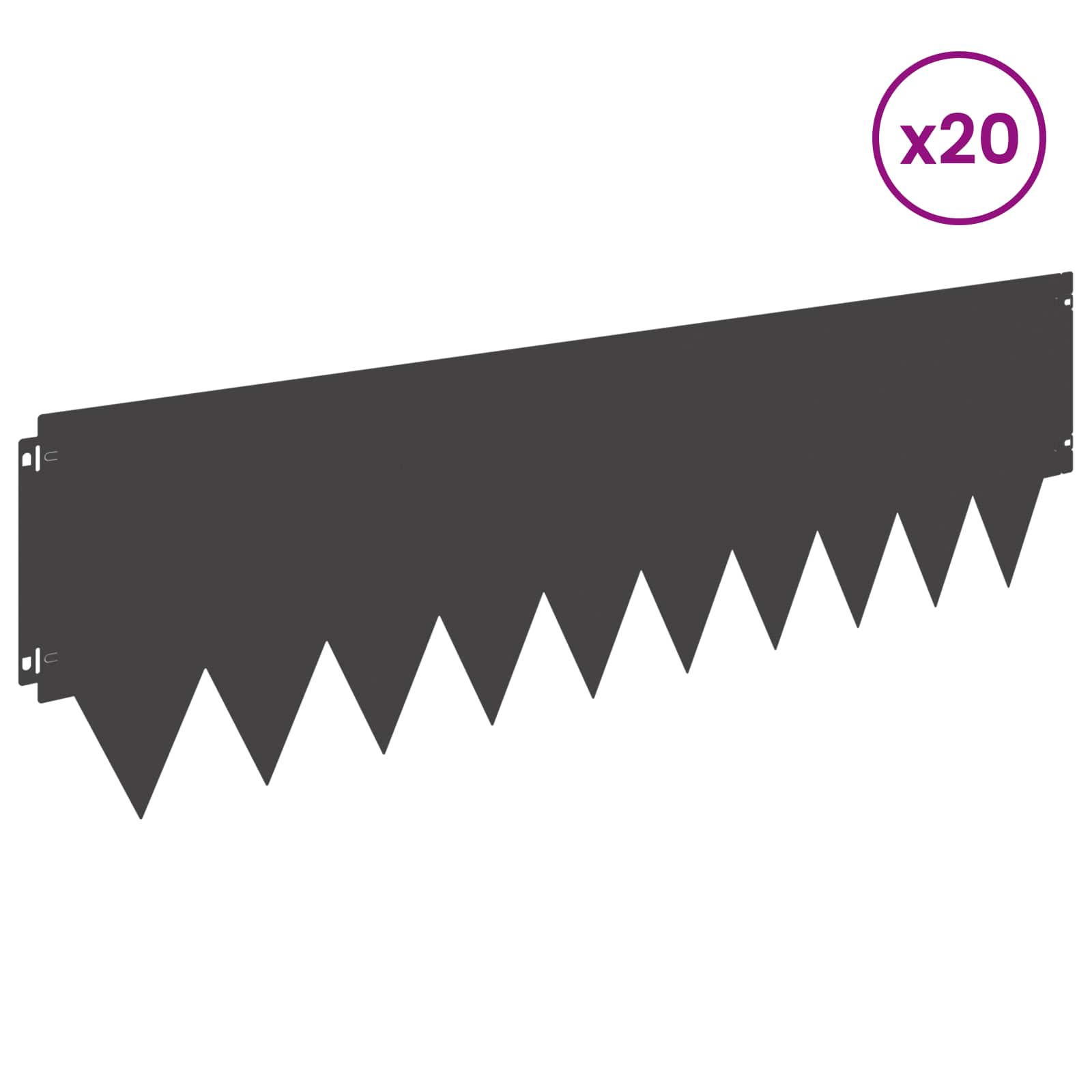 Raseneinfassung 10 pcs Länge Höhe 103 x 15 cm Stahl Schwarz
