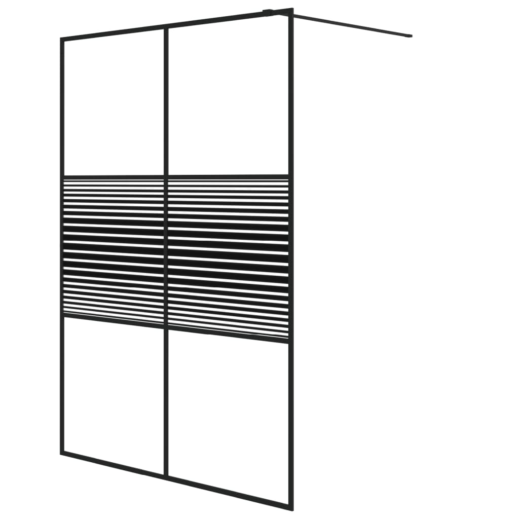 Duschwand für Begehbare Dusche Schwarz 100x195 cm ESG-Glas Klar