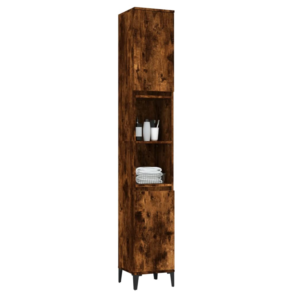 Badschrank Weiß 30x30x190 cm Holzwerkstoff