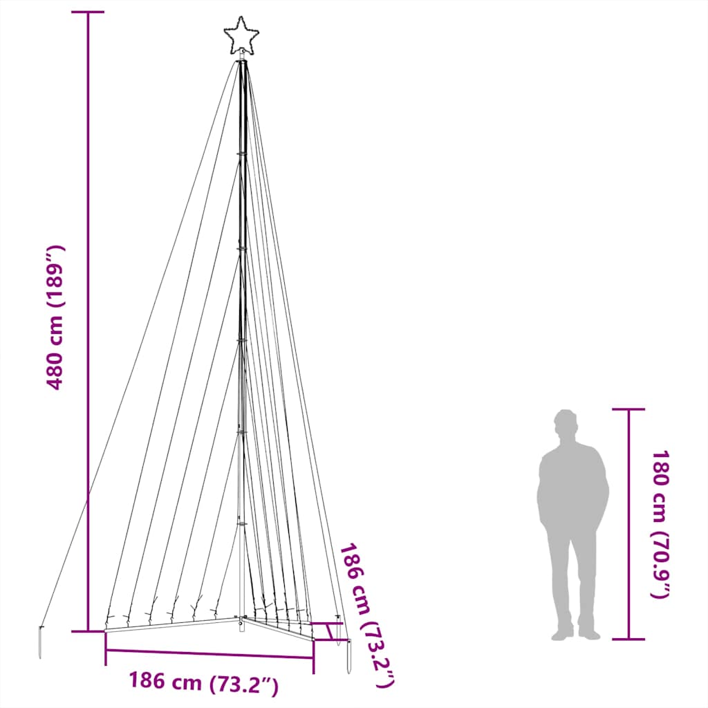 LED Weihnachtsbaum 339 LEDs Warmweiß 187 cm