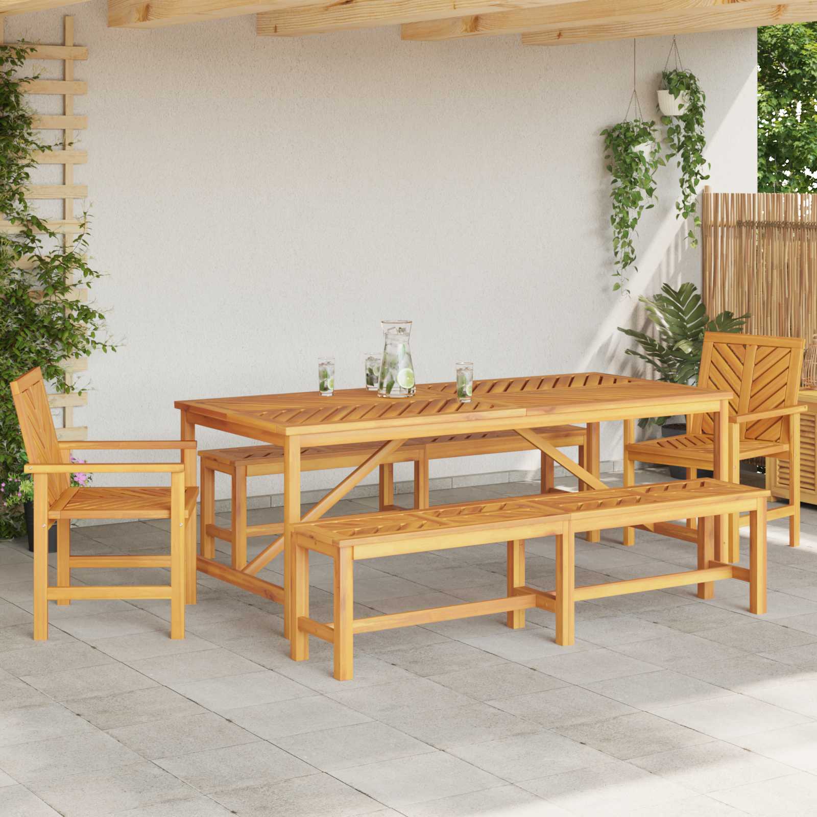 Garten Essgruppe 3 Stk. Braun Massivholz Akazie