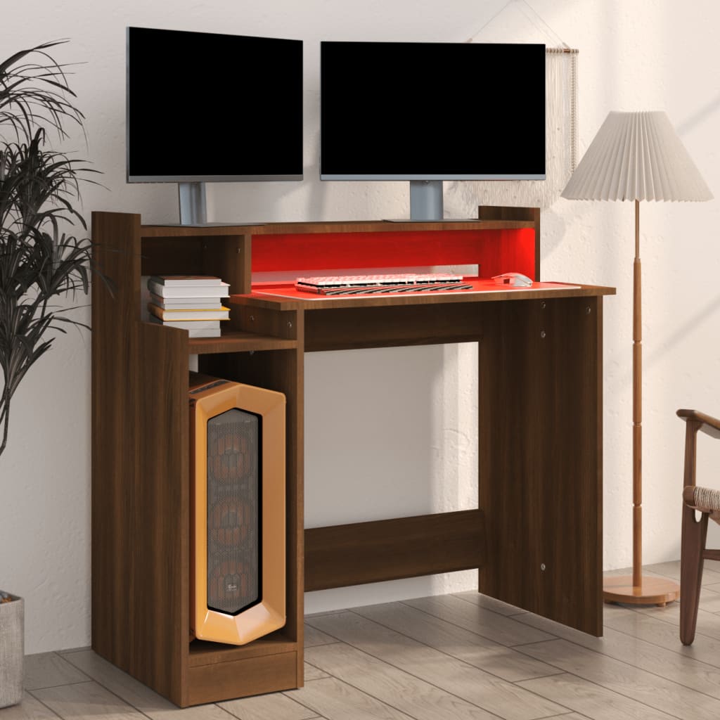 Schreibtisch mit LEDs Weiß 97x45x90 cm Holzwerkstoff