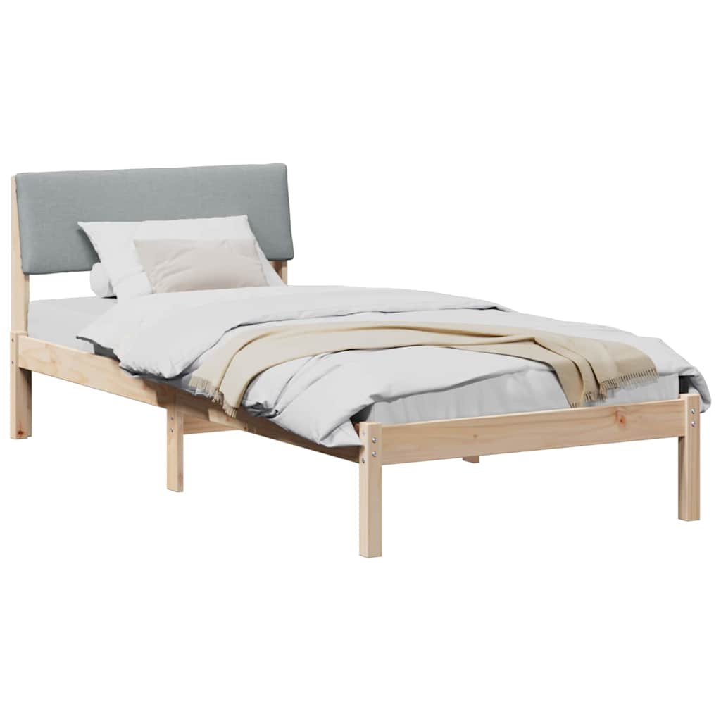 Bettgestell Braun und hellgrau 200 x 200 cm Massivholz Kiefer