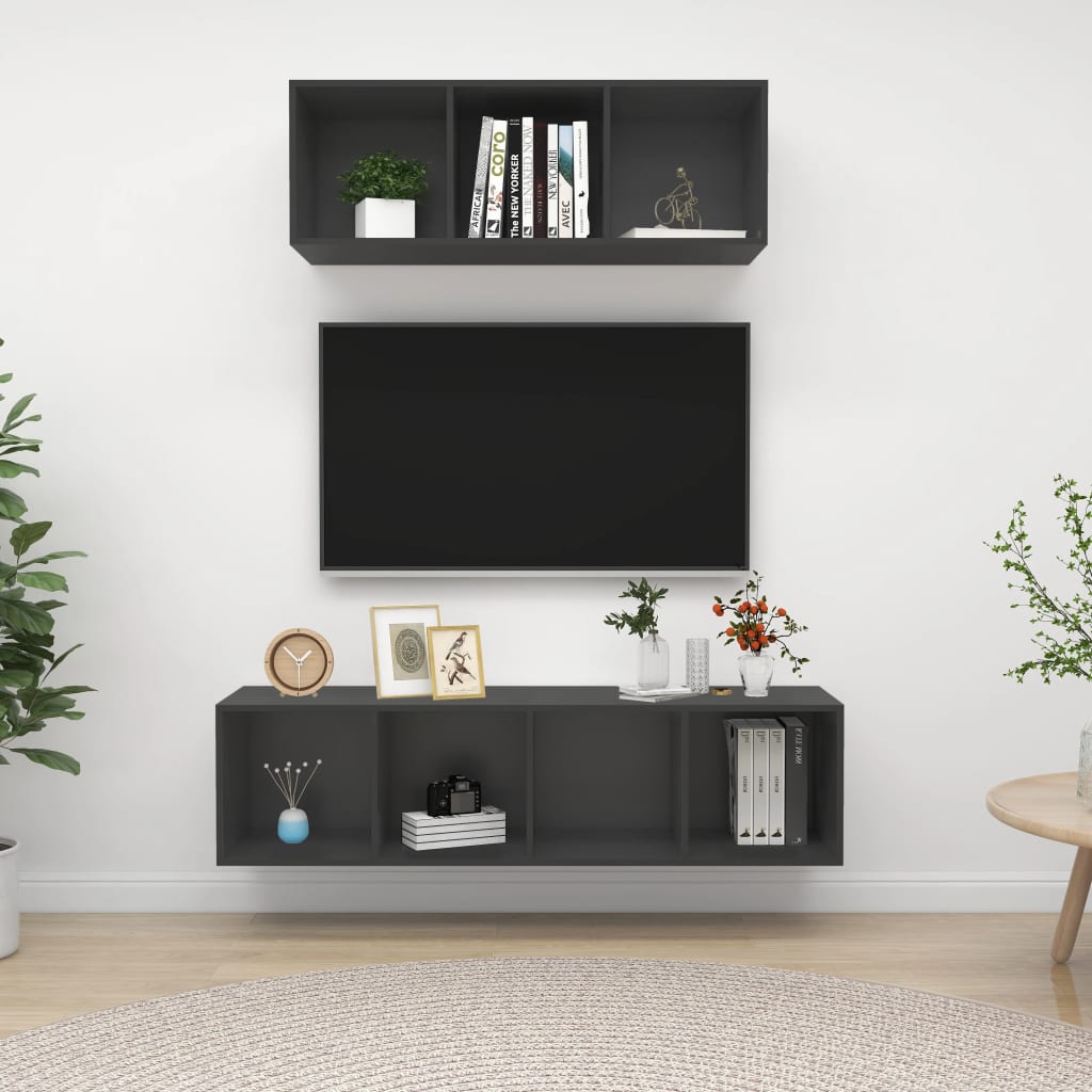 2-tlg. TV-Schrank-Set Weiß Holzwerkstoff