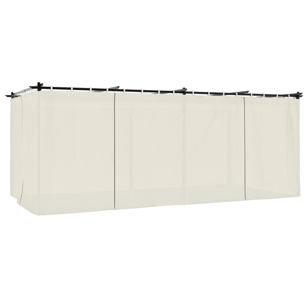 Pavillon mit Vorhängen Creme 3x3 m Stahl