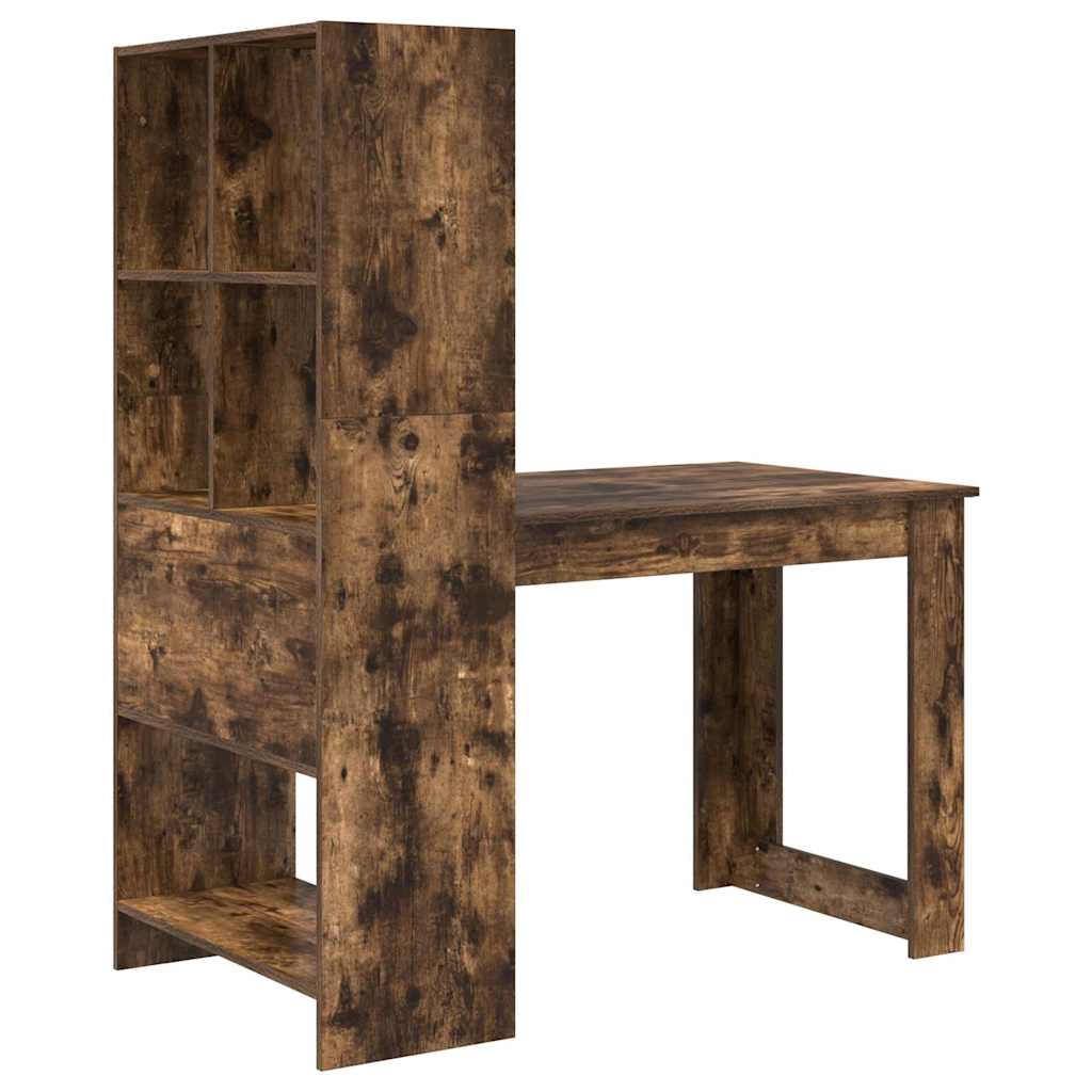 Schreibtisch mit Regal Schwarz Eichen-Optik 122 x 67 x 145 cm
