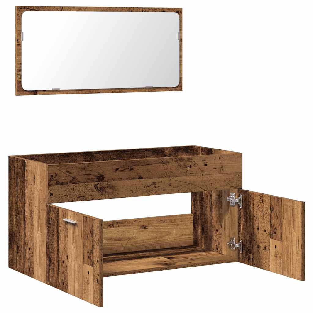 2-tlg. Badmöbel-Set Weiß Holzwerkstoff