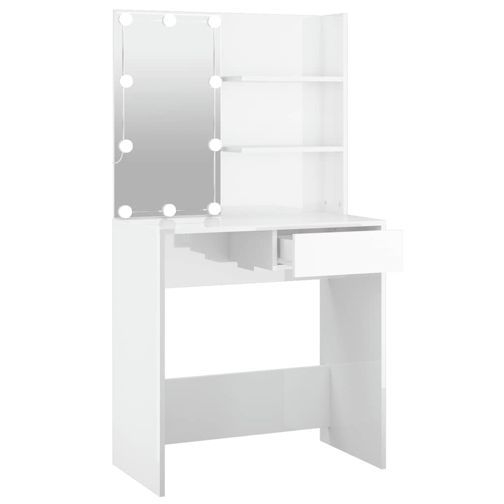 Schminktisch mit LED Weiß 74,5x40x141 cm