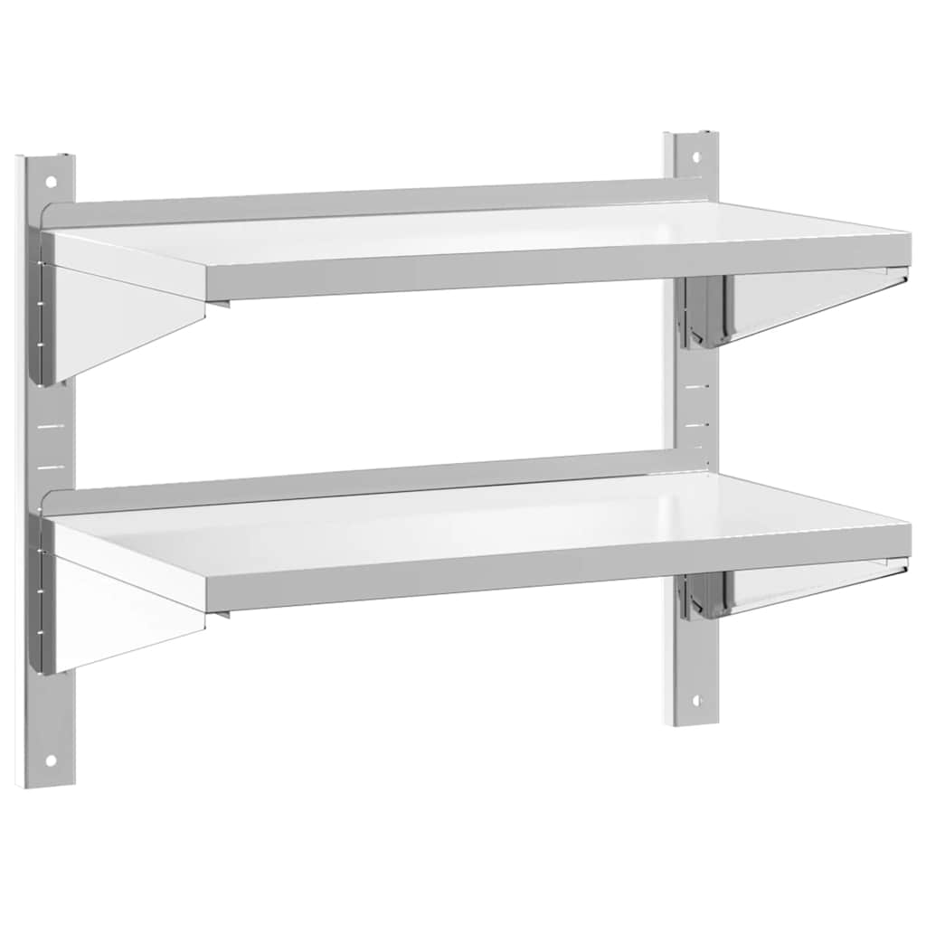 Wandregal mit 2 Böden 100x40x60 cm Silbern Edelstahl