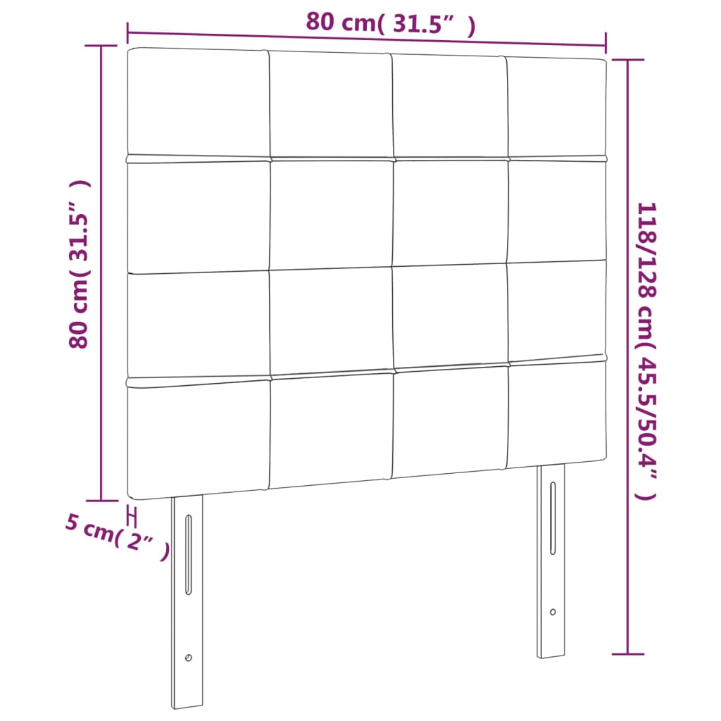 Kopfteil Hellgrau 80x5x118/128 cm Samt