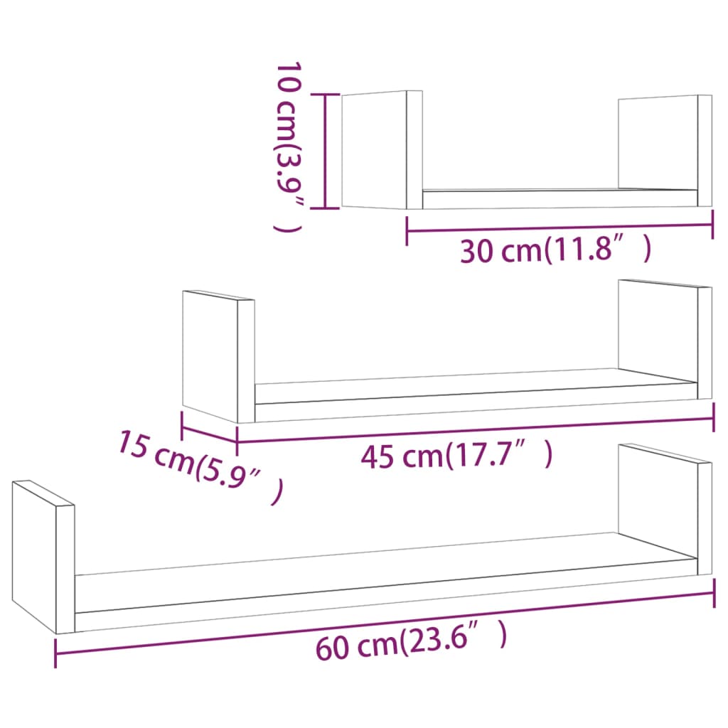 Wandregal 3 Stk. Weiß Holzwerkstoff
