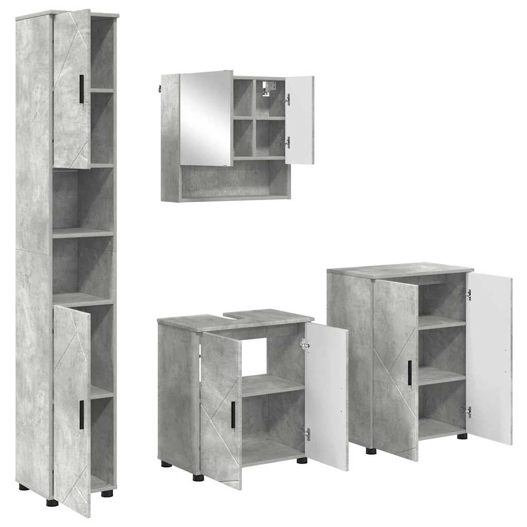 Badezimmermöbel-Set mit Tür 4 pcs Weiß Holzwerkstoff & Metall