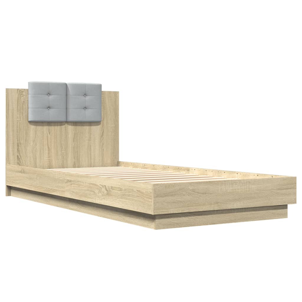 Bettgestell mit Kopfteil Grau Sonoma 180x200 cm Holzwerkstoff
