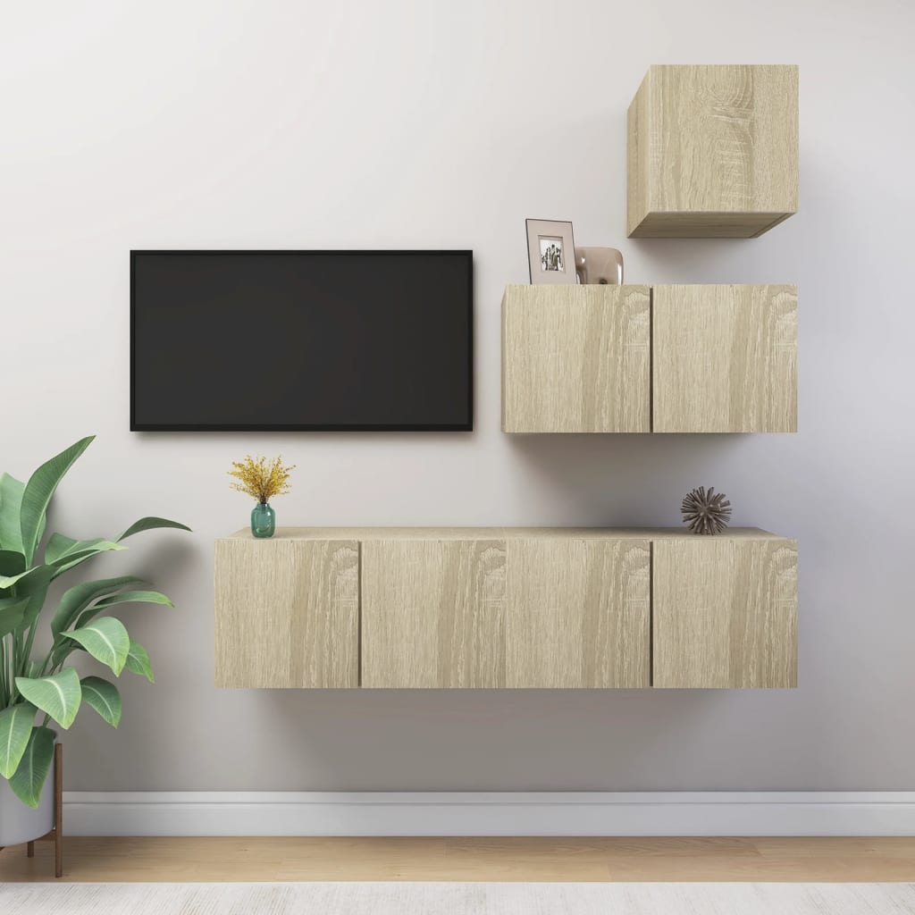 4-tlg. TV-Schrank-Set Weiß Holzwerkstoff