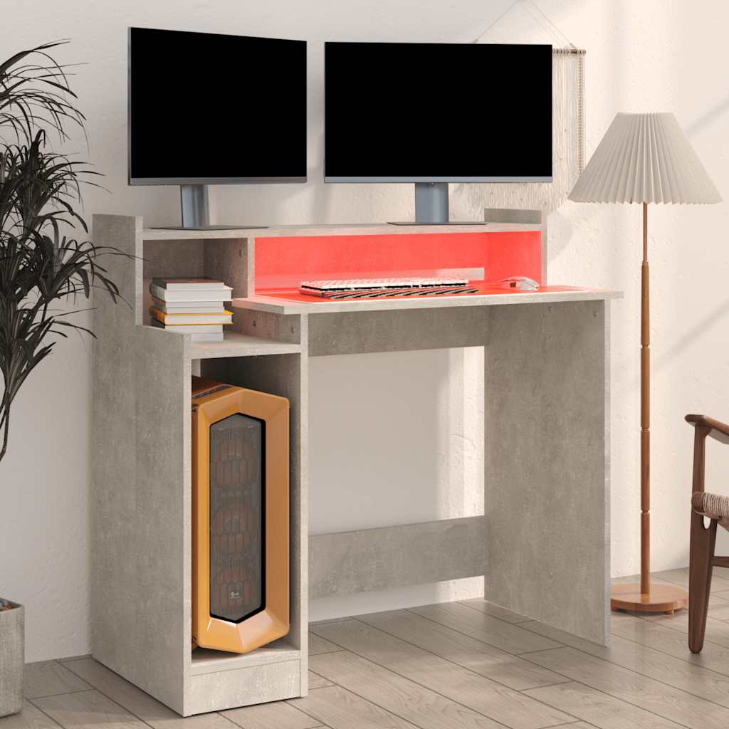 Schreibtisch mit LEDs Weiß 97x45x90 cm Holzwerkstoff